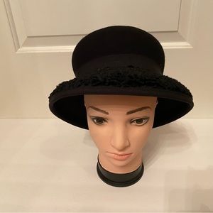 PLATANIA HAT VINTAGE BLACK WOOL ITALY WOMENS ACCESSORY ONE SIZE OS